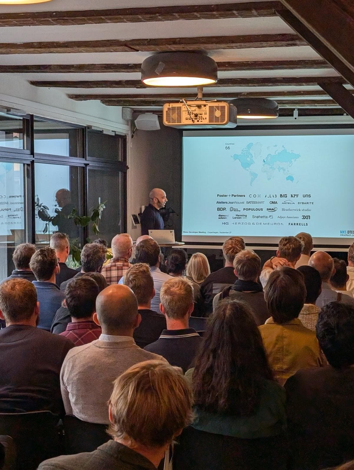 Mauro presenting MKS DTECH at the Rhino Developer Meeting in Copenhagen.